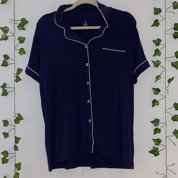Woman's SIORO Navy Button Down PJ/Sleepwear Top M - Picture 5 of 9